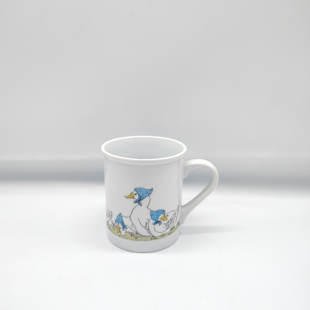 Vtg Blue Bonnet Duck Parade Coffee Mug 1985 County Blue Cottagecore Primitive